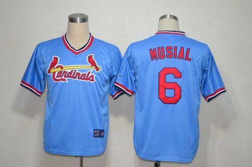 Mitchell And Ness Cardinals #6 Stan Musial Light Blue Throwback Stitched MLB Jersey - Click Image to Close
